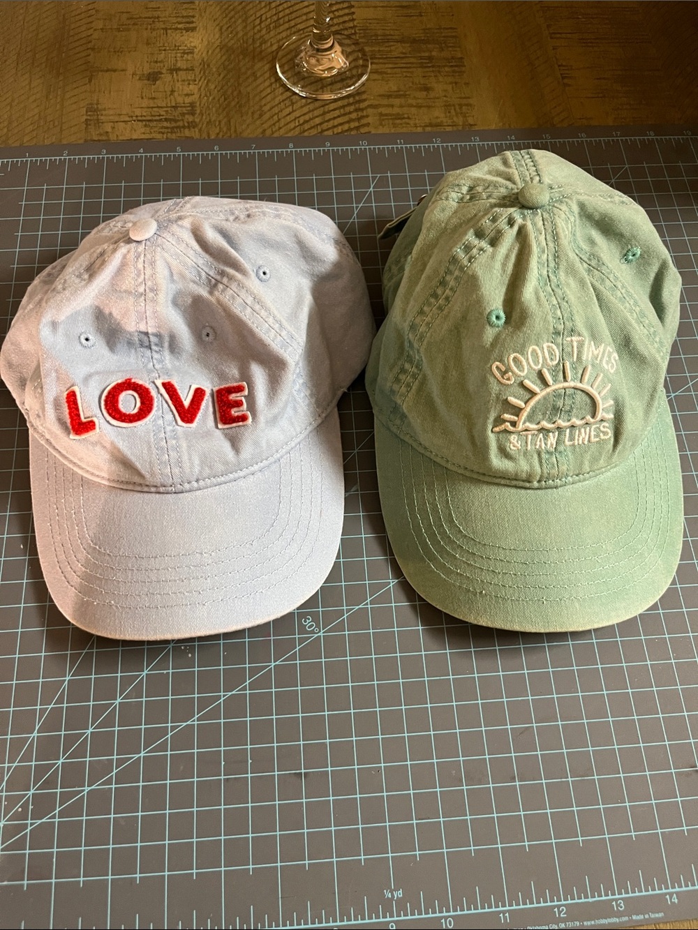 LOVE Embroidered Cap and Good times and tan lines Cap
